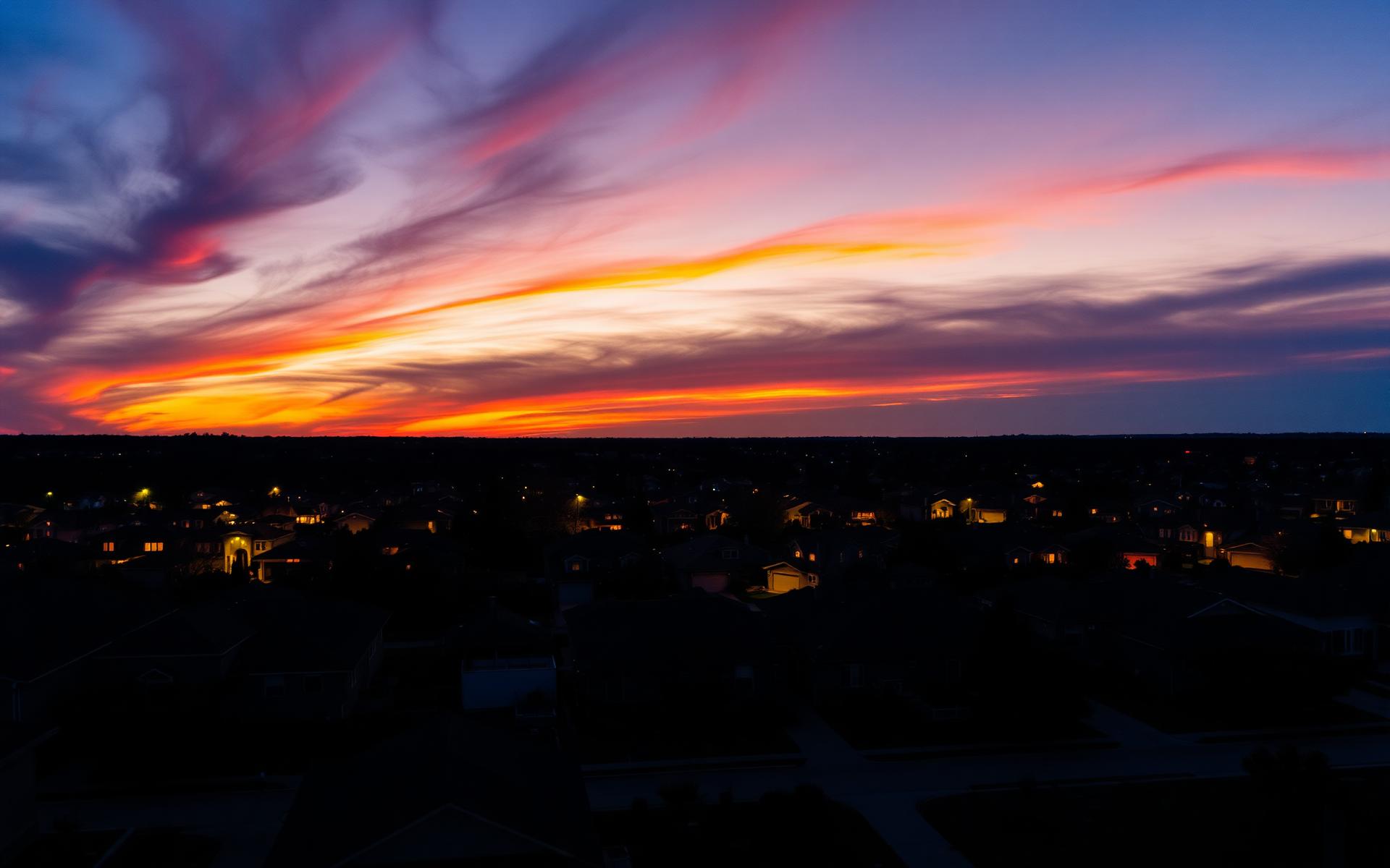 Neighborhood sunset skyline